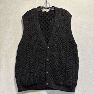 Aran Islands Knitwear Sweater Vest Men's XXL Gray Knit Fisherman Cable Wool